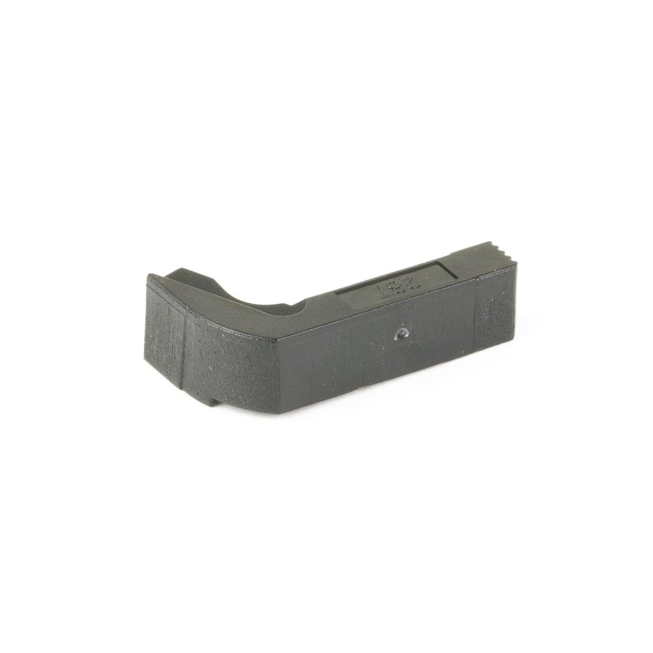 GLOCK OEM MAG CATCH 9/40/380/357, black polymer magazine catch for Glock firearms on a white background.