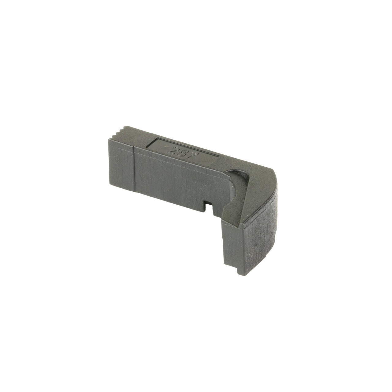 GLOCK OEM MAG CATCH 9/40/380/357, a black firearm magazine catch component for Glock pistols.