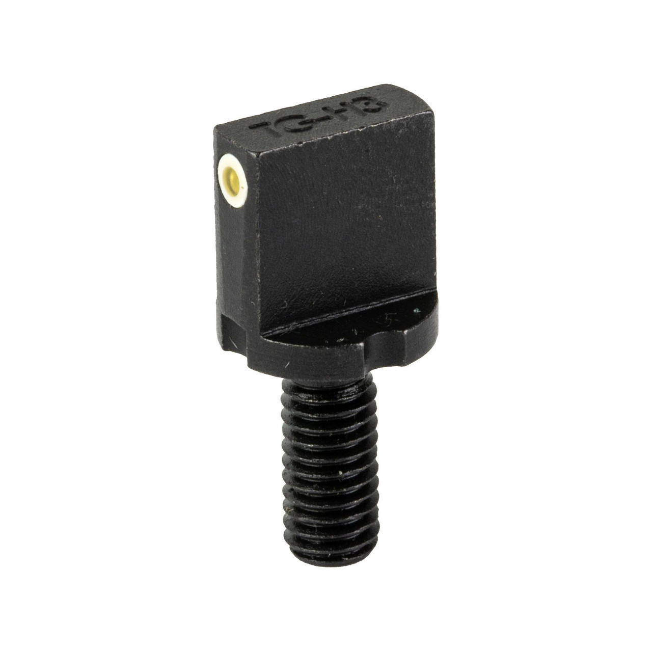 TRUGLO AR-15 FRONT SIGHT TRIT WHITE, close-up of a black front sight with a threaded base designed for AR-15 rifles, featuring white Tritium illumination for improved target acquisition.