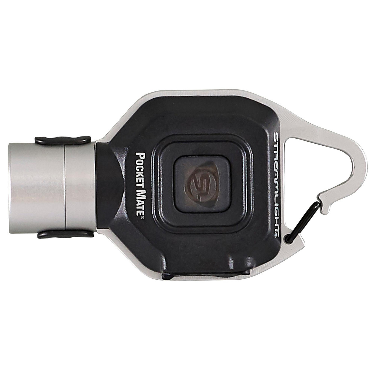 Streamlight Pocket Mate W USB Cord Slvr, compact LED flashlight with black and silver design and attached USB charging cable.