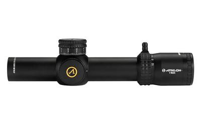 ATHLON ARES ETR 1-10X24 ATMR3, a riflescope with a black cylindrical body, adjustable turrets, and magnification settings for precision shooting.
