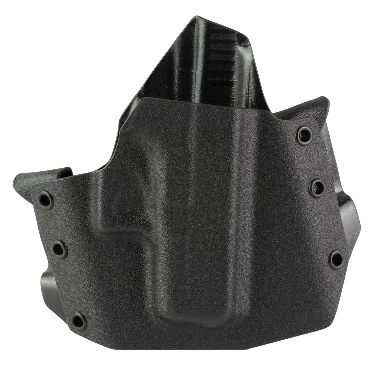 GunfightersINC GFI RONIN RH for G43X MOS, black polymer outside the waistband holster with a textured surface and retention ports.
