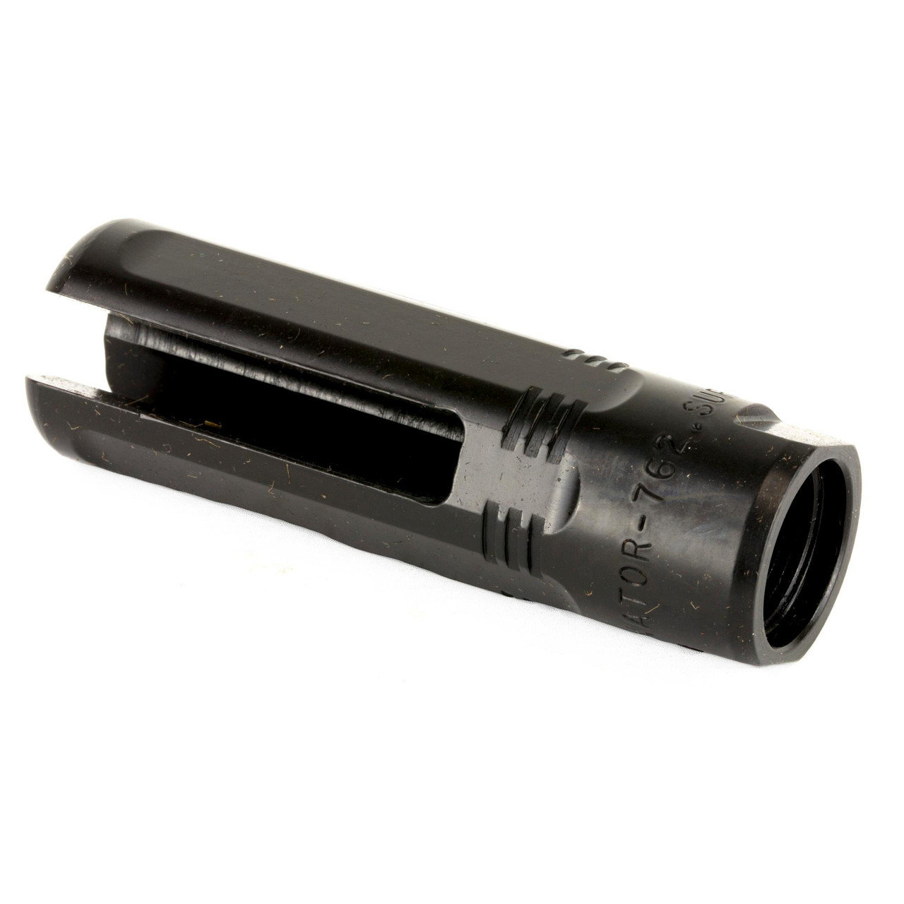 Surefire SUREFIRE 3 PRONG FH 7.62MM 5/8X24, black firearm accessory with three-prong flash hider design.
