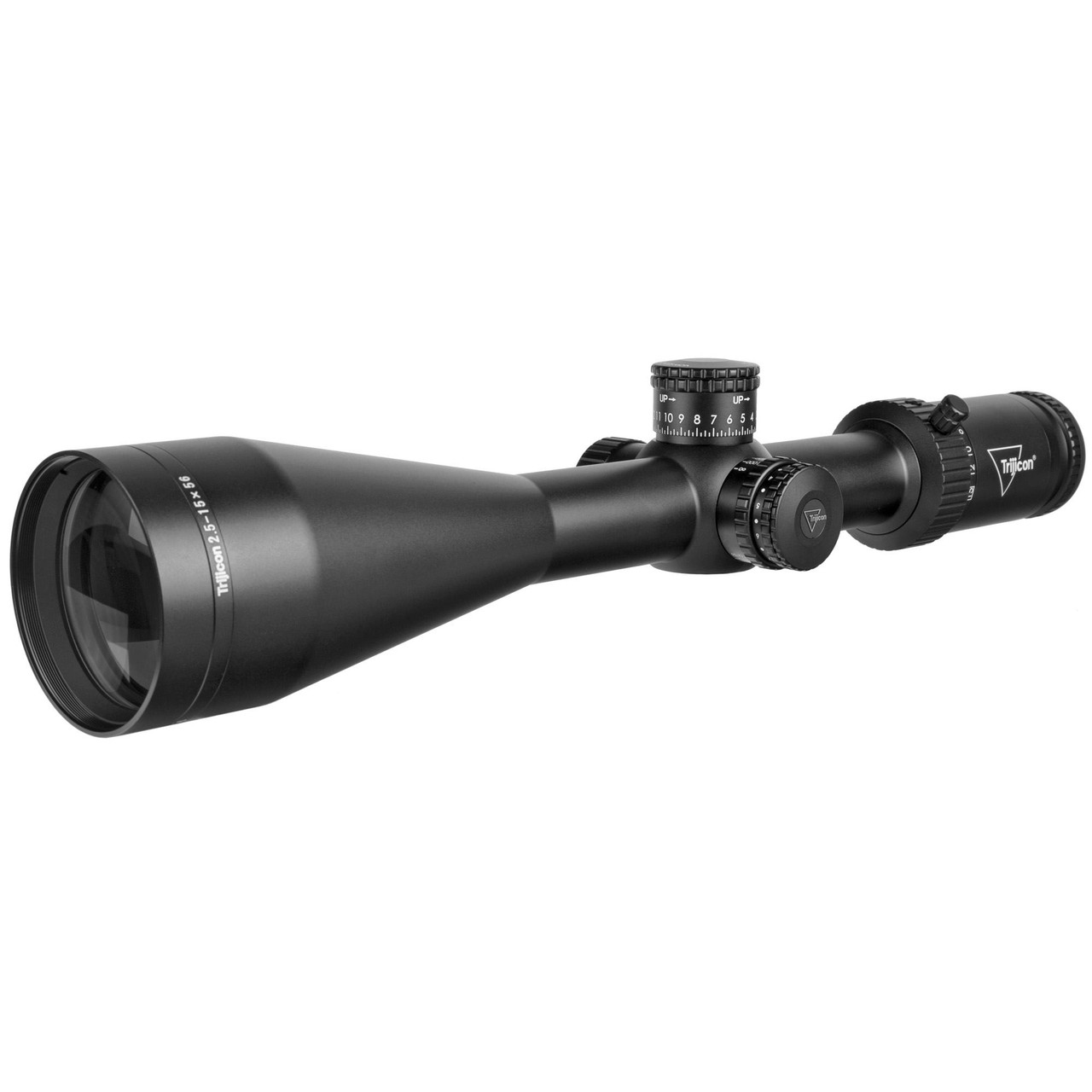 Trijicon TRIJICON CREDO HX 2.5-15X56 SFP MOA riflescope, black matte finish with adjustment dials and magnification ring.