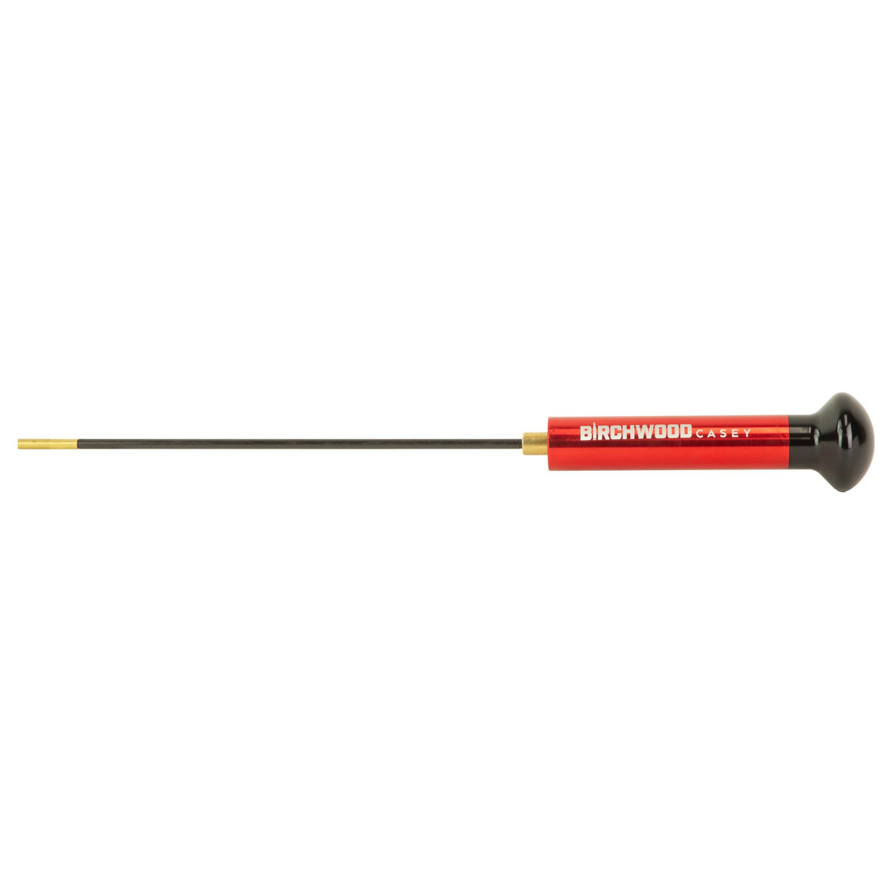 Birchwood Casey B/C Premium Carbon Cleaning Rods, 9-inch black and red cleaning rod with brass fitting for .270 to .50 caliber firearms.