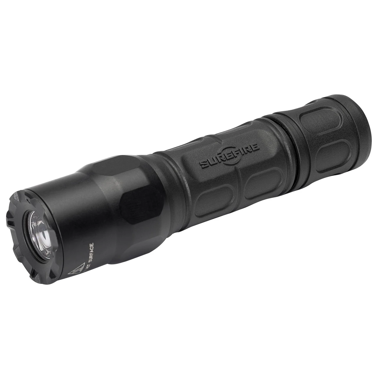 Surefire SUREFIRE G2X MAXVIS BLK 15/800 LUM flashlight, black tactical flashlight with textured grip for enhanced handling.