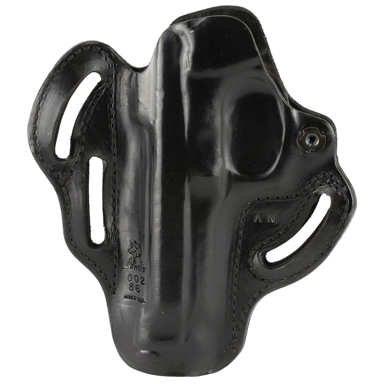 DeSantis Gunhide DESANTIS SPD SCBRD BER 92 RH BLK, black leather holster for Beretta 92 with right-hand draw.