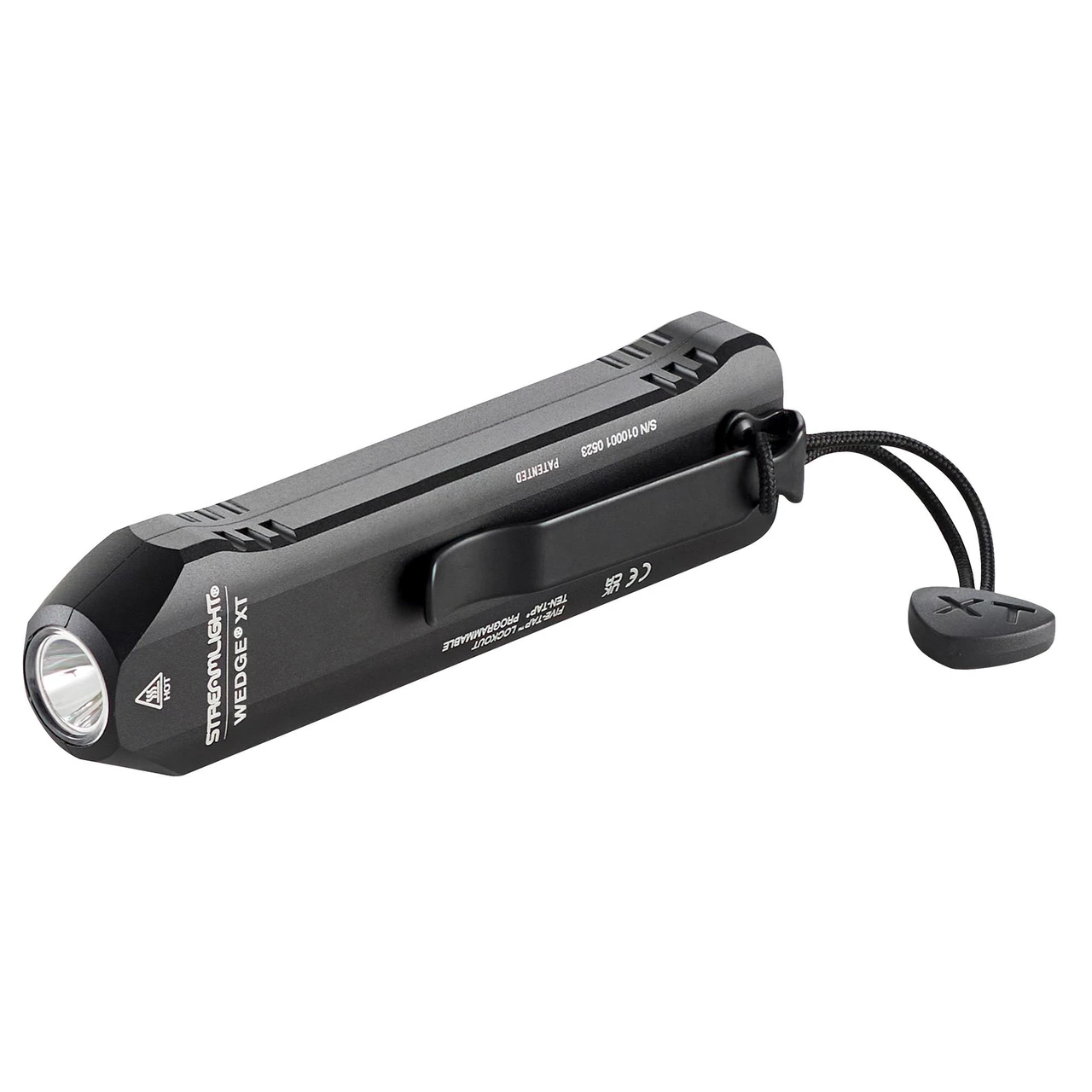 Streamlight WEDGE XT 500 Lumens Black flashlight, compact rechargeable LED torch with lanyard for outdoor and professional use.