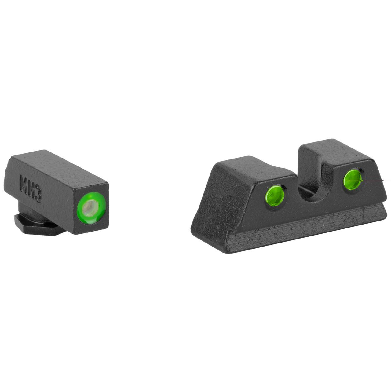 Meprolight 0402203111 Meprolt Hb For Glocks 42/43 Green/Green, gun sight accessories with green fiber optic sights for Glock 42 and 43.