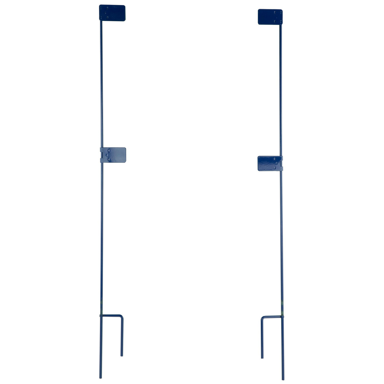 Birchwood Casey B/C Adjustable Target Stakes 36 inches, blue metal adjustable target stakes with securing clips and support hooks for outdoor target shooting.