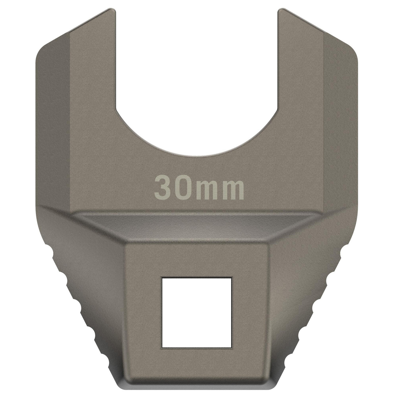 Real Avid REAL AVID MSTR FIT30MM BBL NUT WRE, a firearm accessory with a metallic, CNC-machined construction designed to fit a 30mm barrel nut.