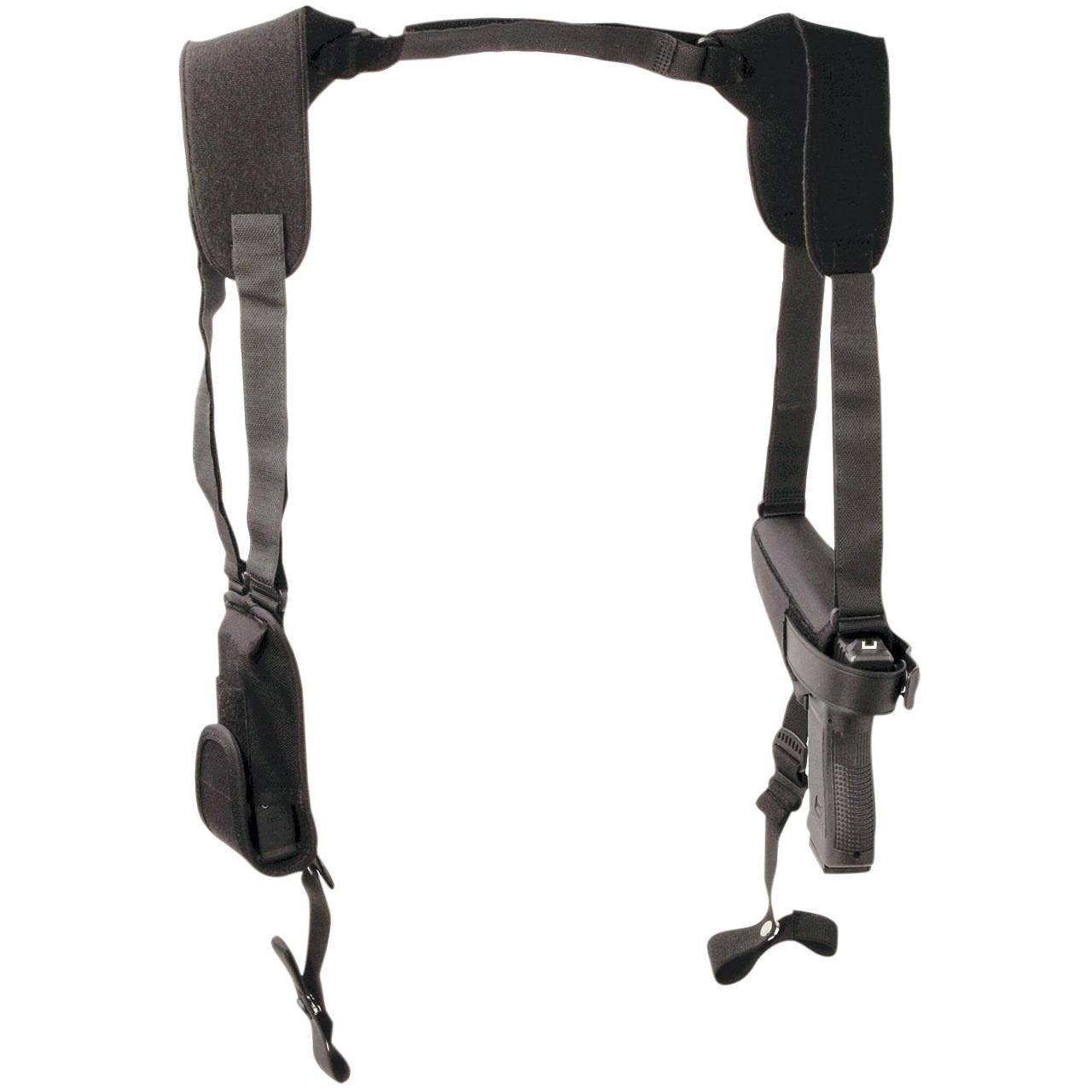 Uncle Mike's U/M PRO PAK Horizontal Shoulder Harness, black tactical shoulder strap for carrying gear, size 1.