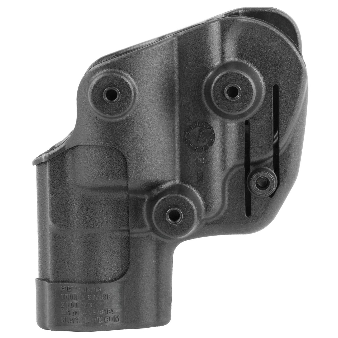 BLACKHAWK BH SERPA CQC BL/PDL TAU 85 RH BLK, black polymer tactical holster with adjustable retention screws for handgun carry.