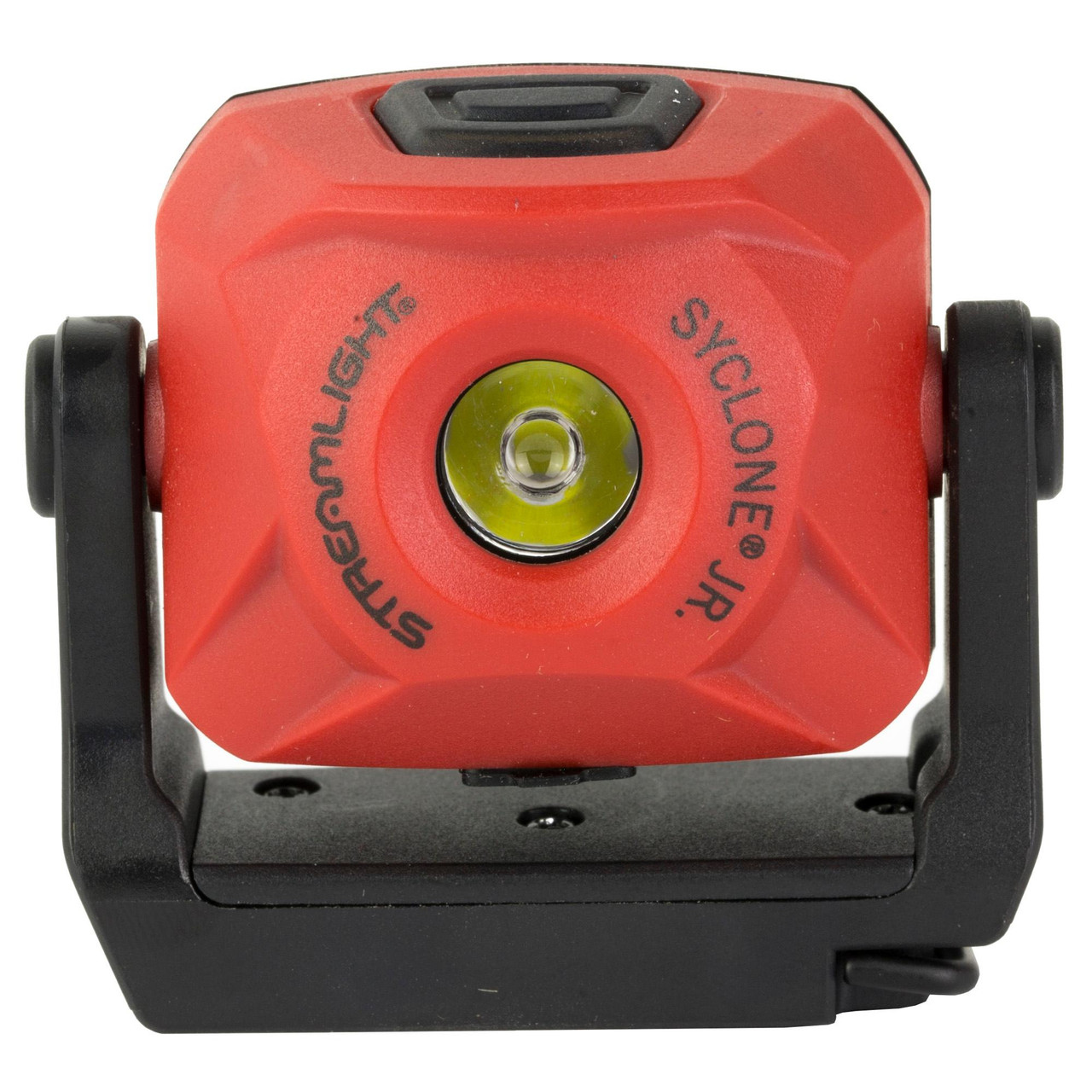 Streamlight SYCLONE Jr Work Light in Red and Black, compact LED work light with adjustable mounting base and bright central LED.