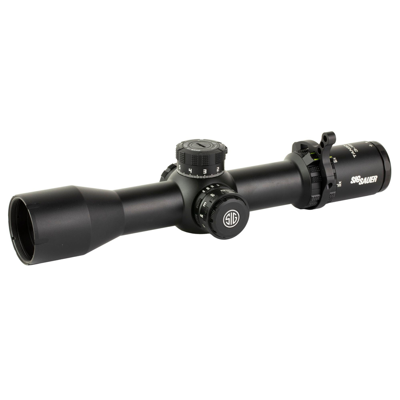 Sig Sauer SIG TANGO DMR 3-18X44 34MM MRAD scope, a black rifle scope with adjustable turrets and a magnification range of 3-18X, designed for precision shooting.