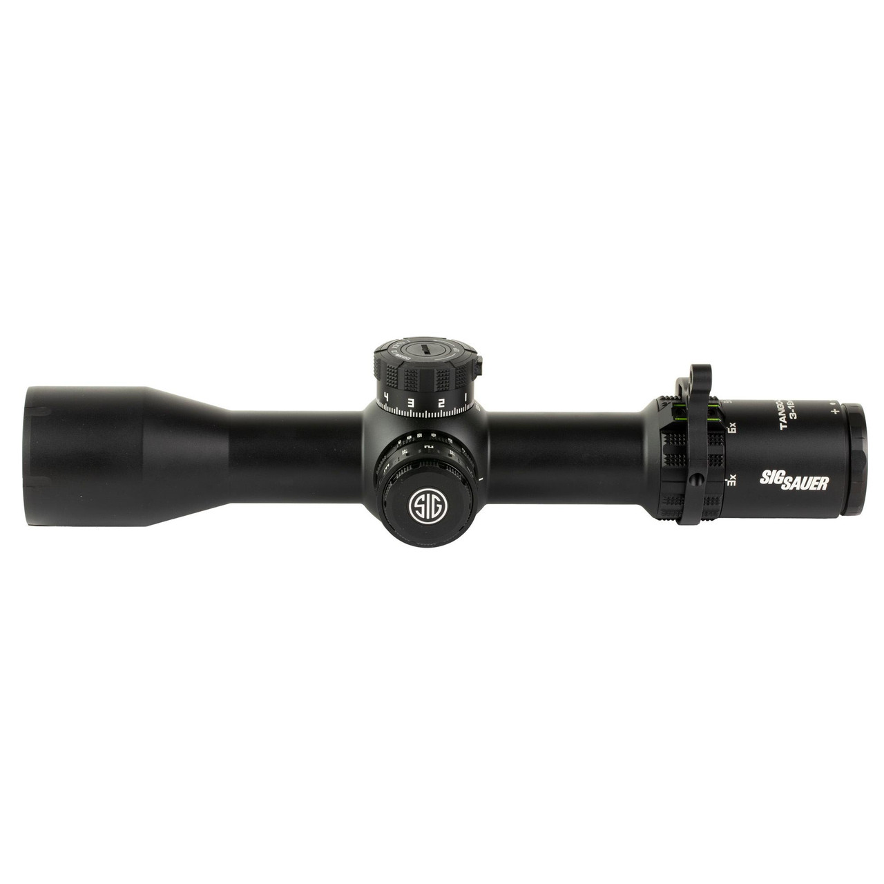 Sig Sauer SIG TANGO DMR 3-18X44 34MM MRAD rifle scope, black with adjustable turrets and magnification rings for long-range precision shooting.