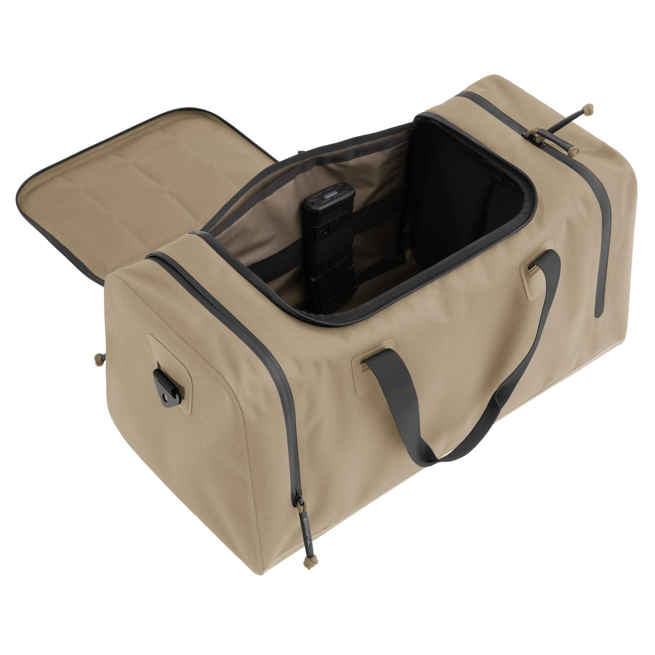 Magpul Industries MAGPUL DAKA RANGE BAG LARGE FDE, Large tan range bag with zippered compartments and carrying handles, designed for firearm and gear storage.