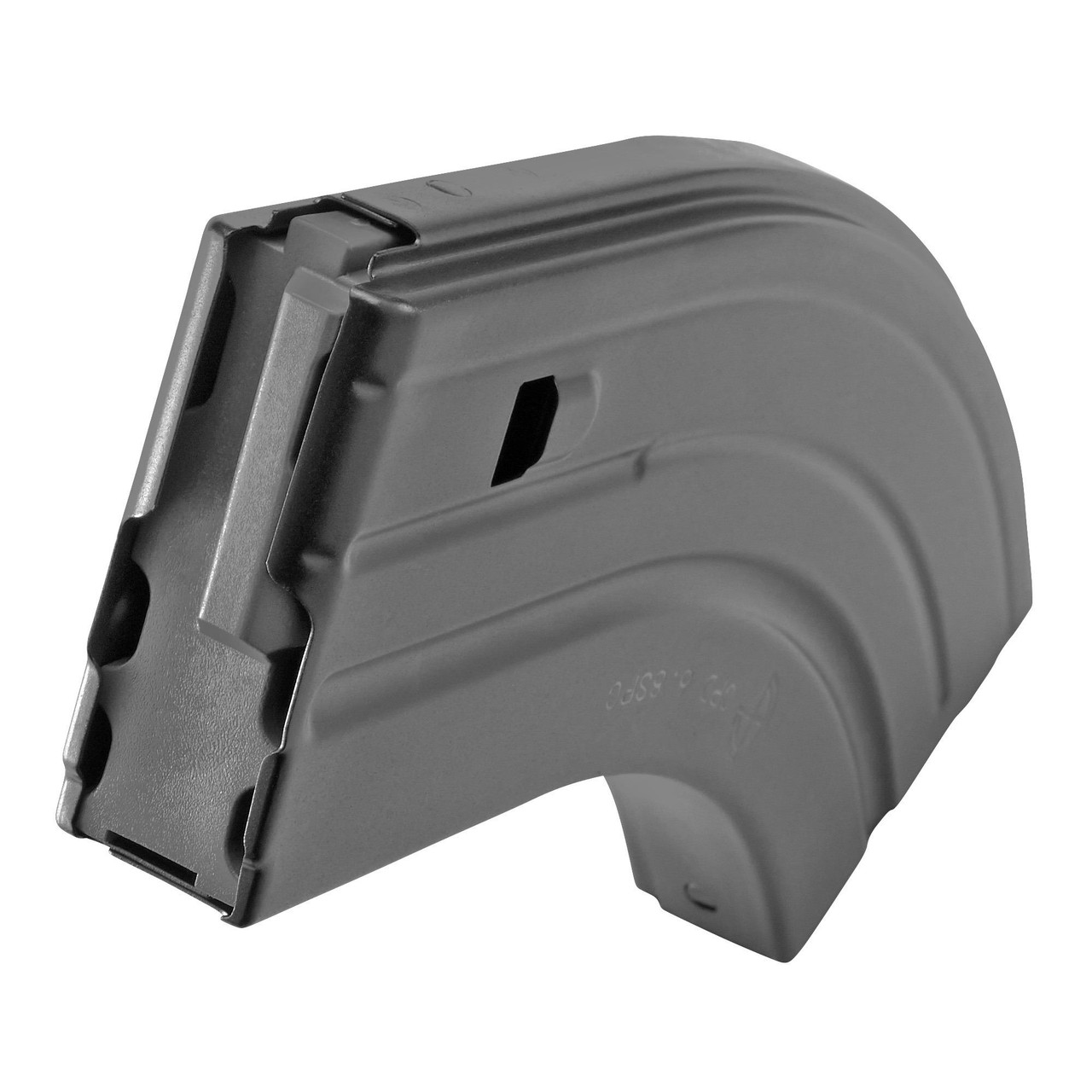 DURAMAG 2868041207CPD Tactical Magazine, 28-Round Capacity, Steel Construction with Everflex Spring for Reliability in Extreme Environments, close-up of the rugged metallic magazine designed for tactical use.