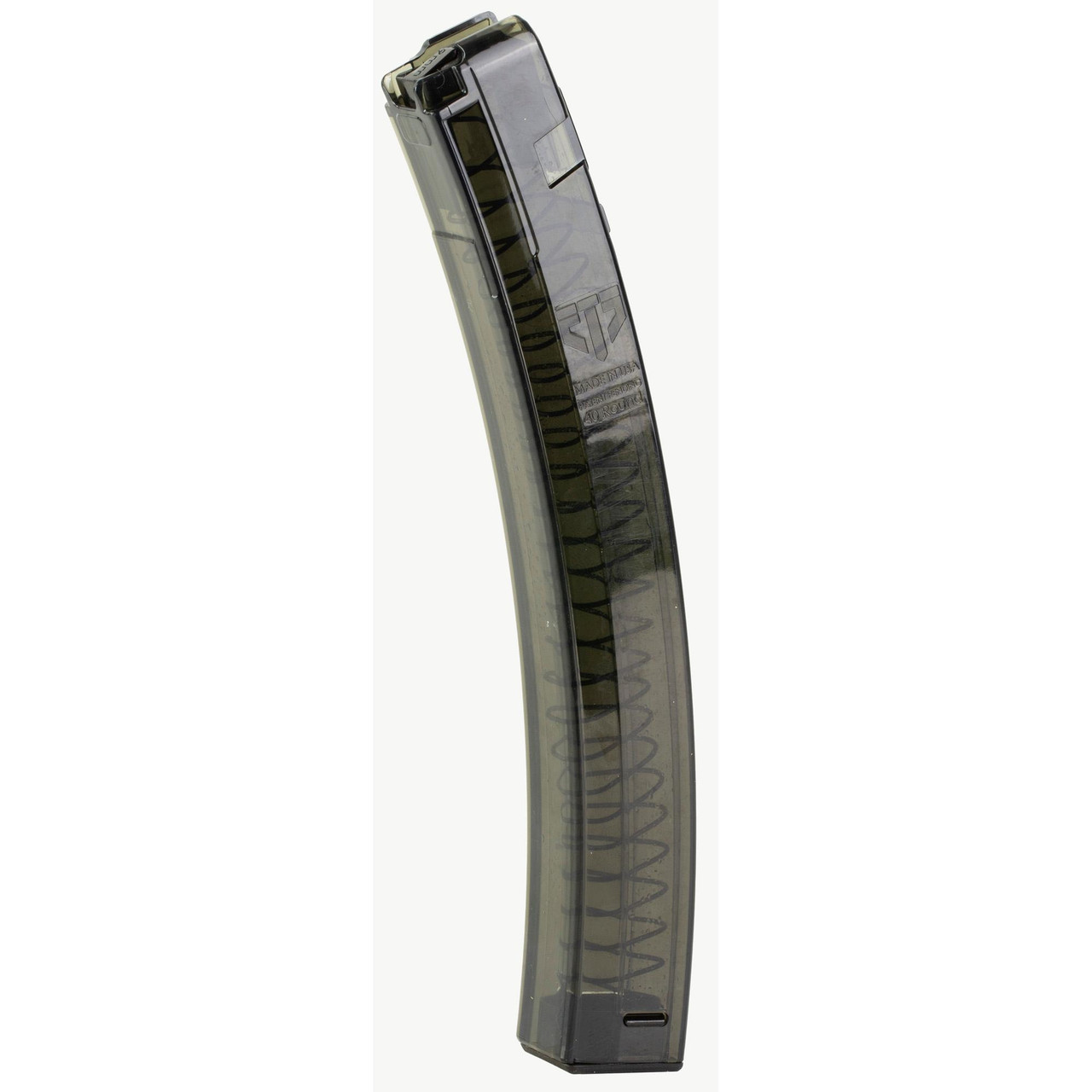 Elite Tactical Systems Group SMK-HKMP5-40, Clear 40-round magazine for H&K MP5 and 9mm firearms, designed for reliable feeding and easy visibility of remaining rounds.