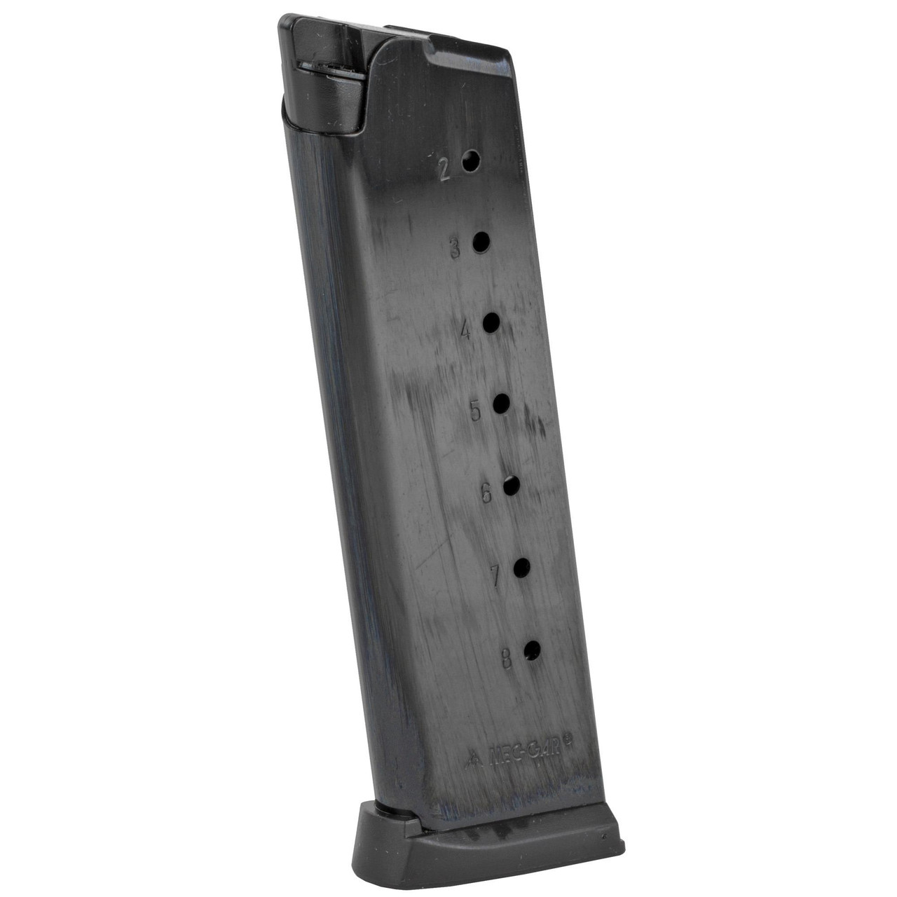 Mec-Gar USA MGCG4508BPF Magazine - Precision Stamped, Heat Treated, and Enhanced Durability for Military & Law Enforcement Use, metal magazine with numbered indicator holes for tactical firearm magazine.
