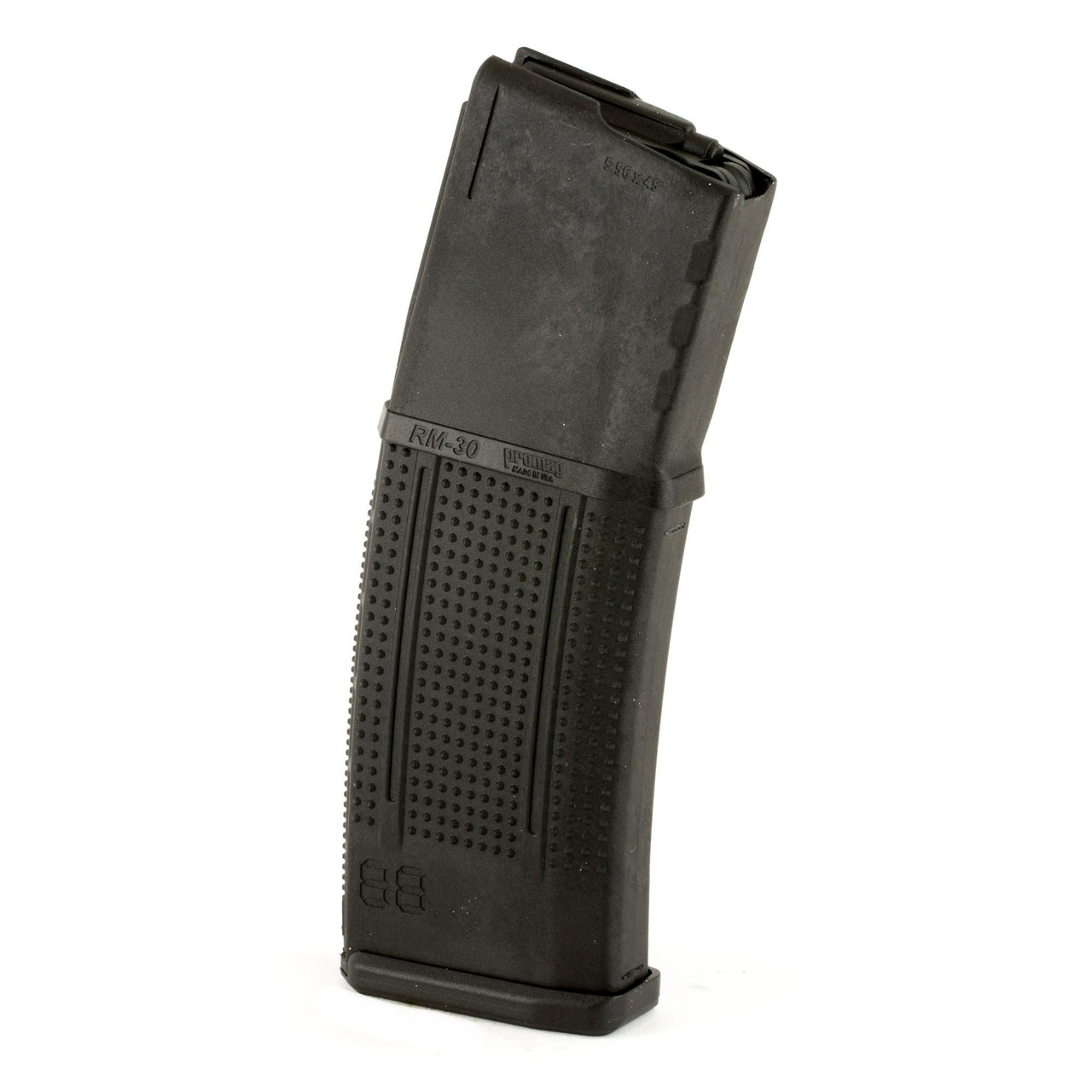 ProMag Industries RM-30, black firearm magazine with textured grip and top feed point