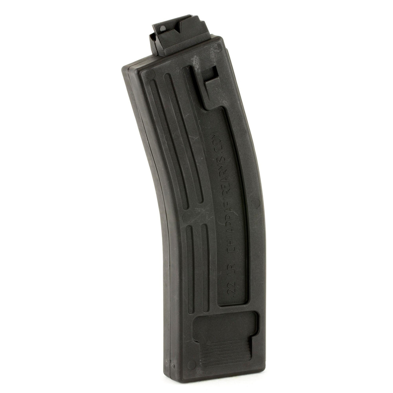 Chiappa Firearms CF470.003 MFour 28-Round Polymer Magazine - Durable Replacement for .22 Long Rifle, black magazine with textured surface and in-built feed lips for reliable loading and firing.