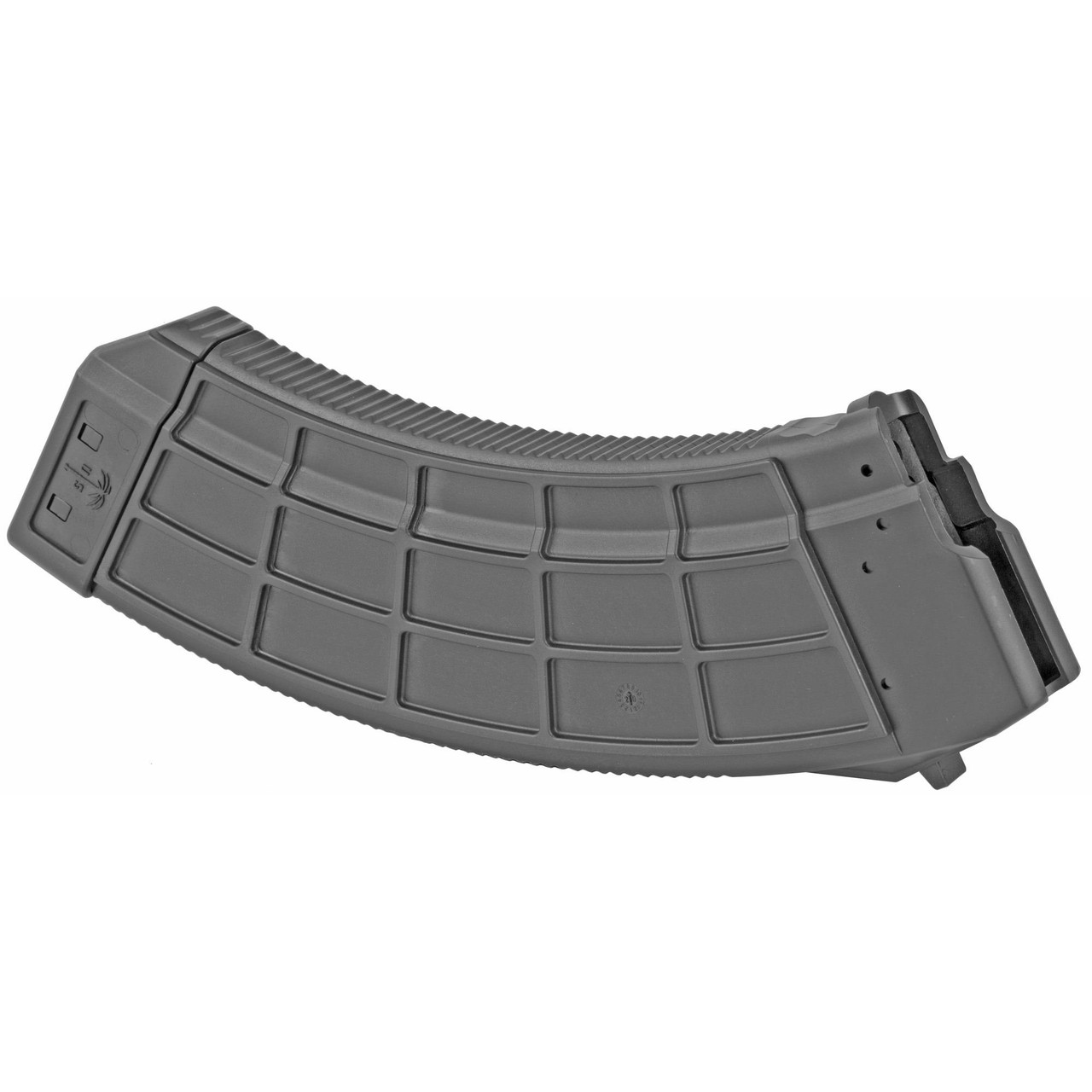 US Palm MA943A magazine, gray magazine for firearms with a curved design and textured grip surface suitable for tactical use.
