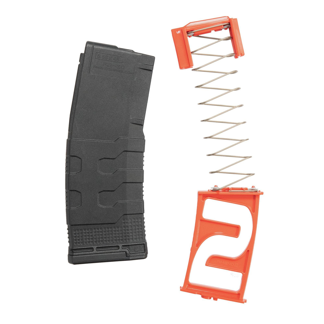 Amend2 Mod-3 30-Round Magazine, durable black magazine and orange magazine catch with anti-tilt follower for 5.56/.223 caliber rifles.