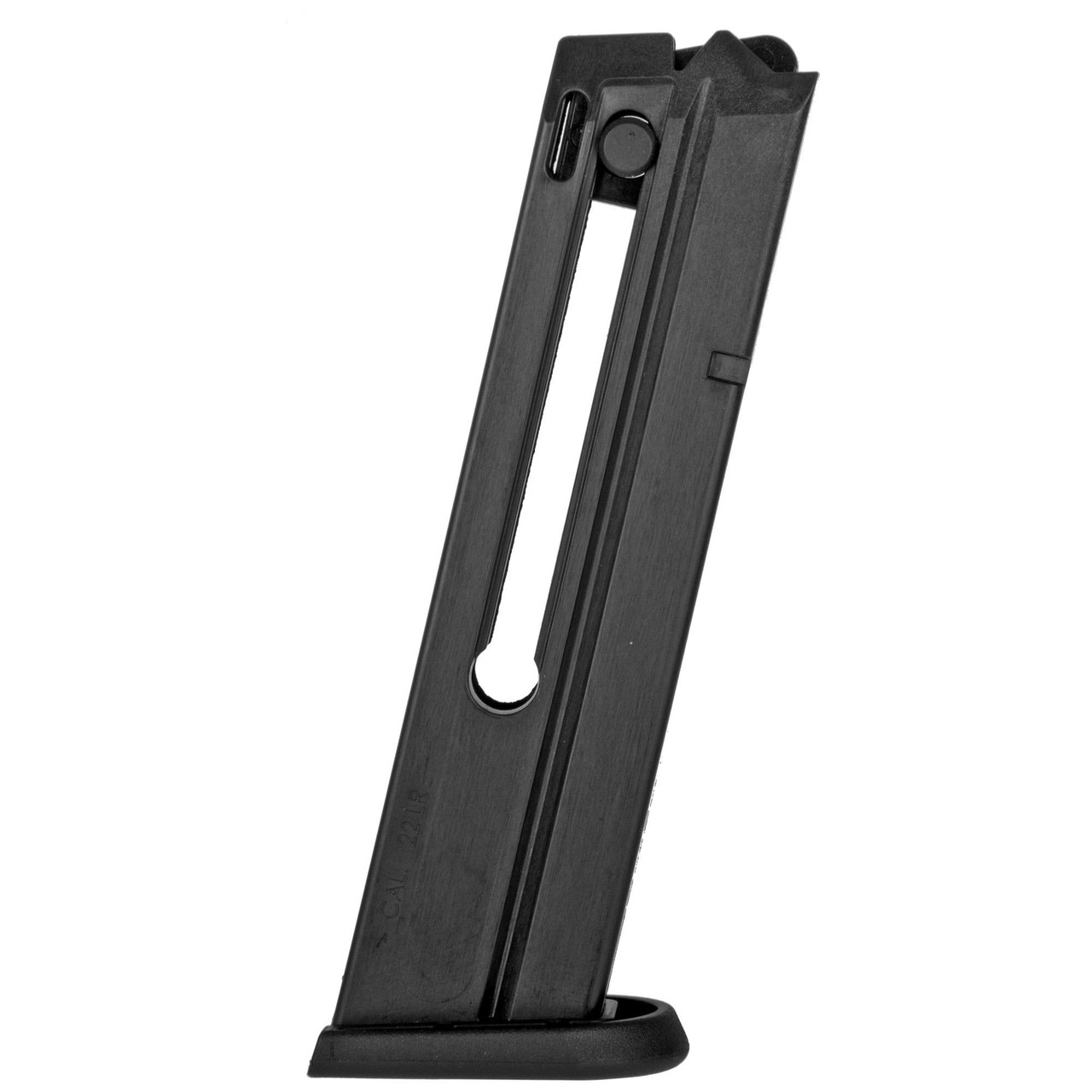 Taurus USA 358-0017-02 TX22 Magazine - High-Quality Replacement with Durable Polymer Follower, shown at an angle highlighting its slim, black polymer construction and extended design for reliable firearm compatibility.