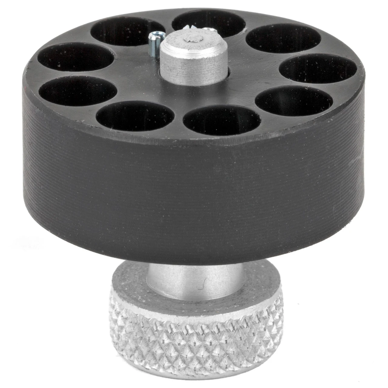 HKS Speed Loaders 22HR - Fast & Secure Revolver Cartridge Loader with Twist Knob Design, black plastic tool with multiple chambers for loading revolver cartridges efficiently.