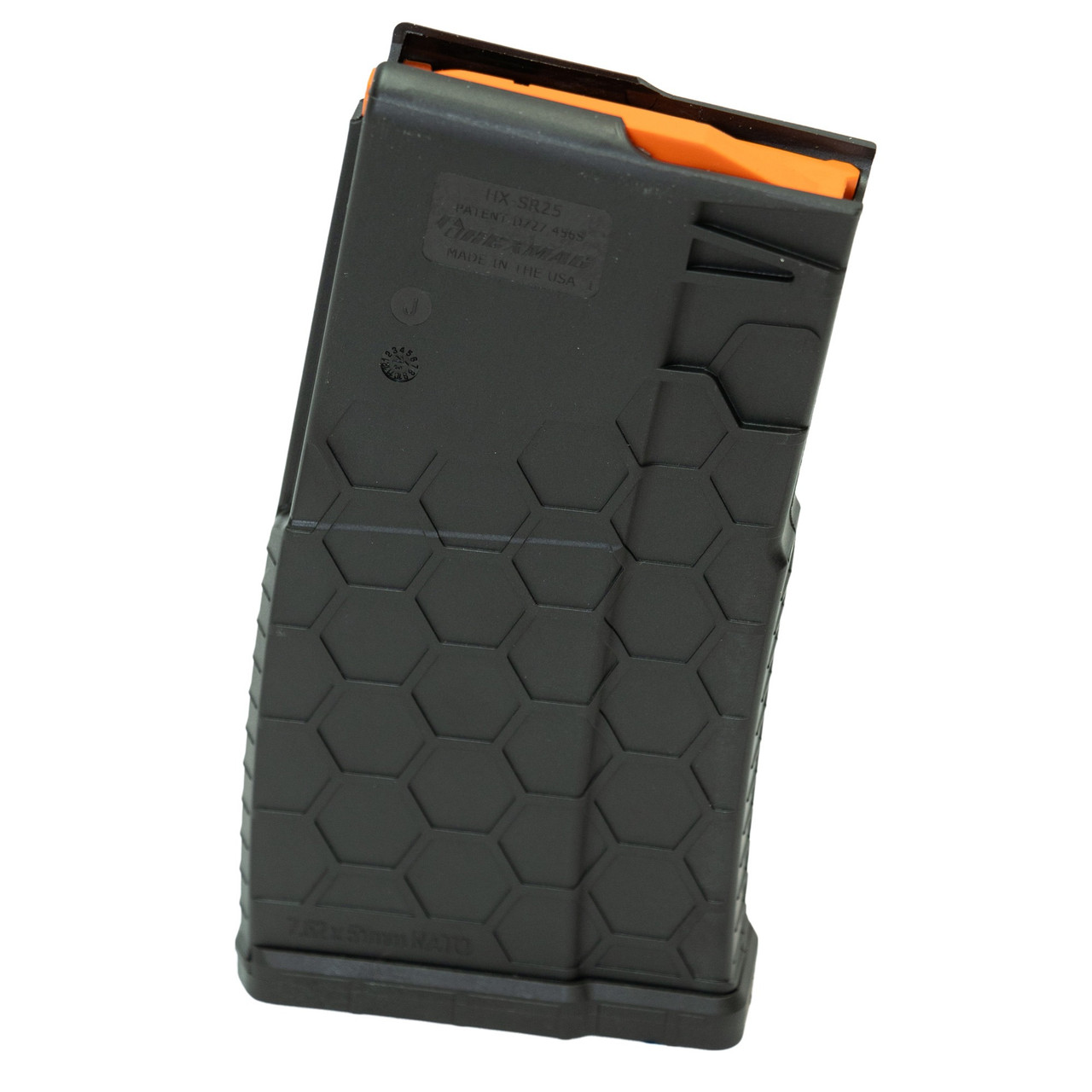 HEXMAG HX1020-SR25-BLK AR10/.308 SR25 Magazine – Heavy-Duty Composite Construction with Hexture Design for Precision Shooting