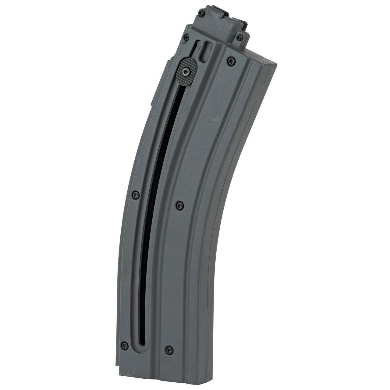 Heckler & Koch 51000208 Factory Magazine, durable 30-round polymer design with thumb-assisted loading shown in close-up view.