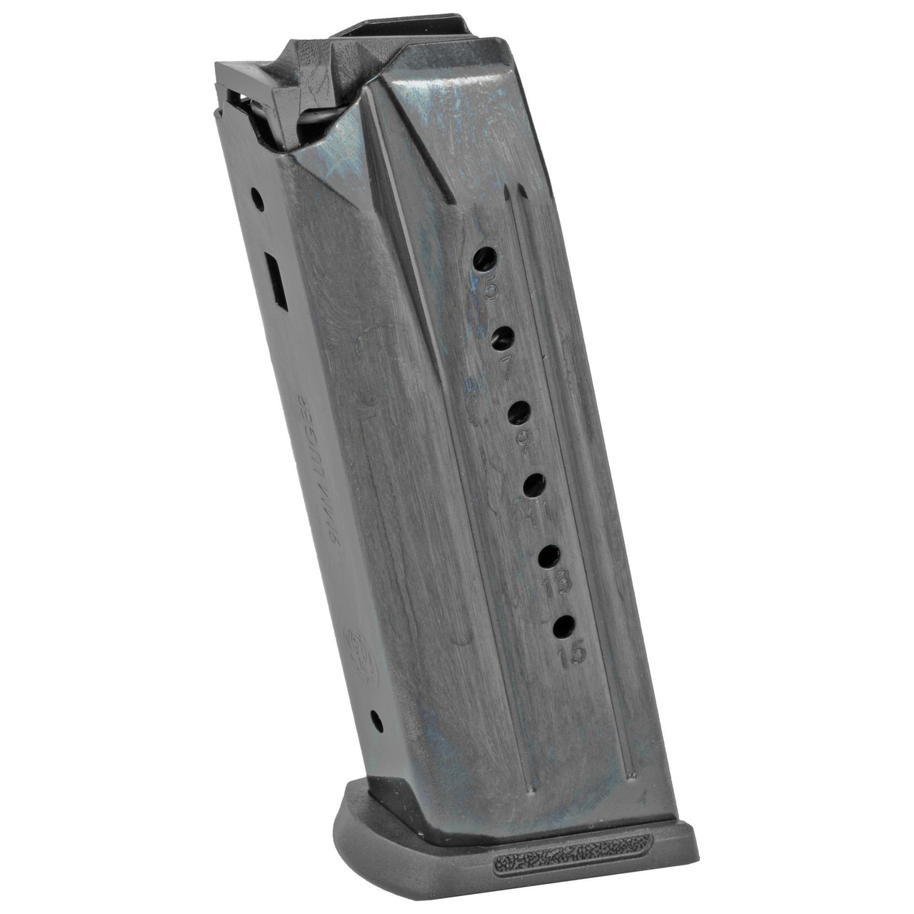 Ruger 90637 Steel Magazine, 15-round capacity, showing a durable, metallic construction with capacity markings on the side for reliable shooting.