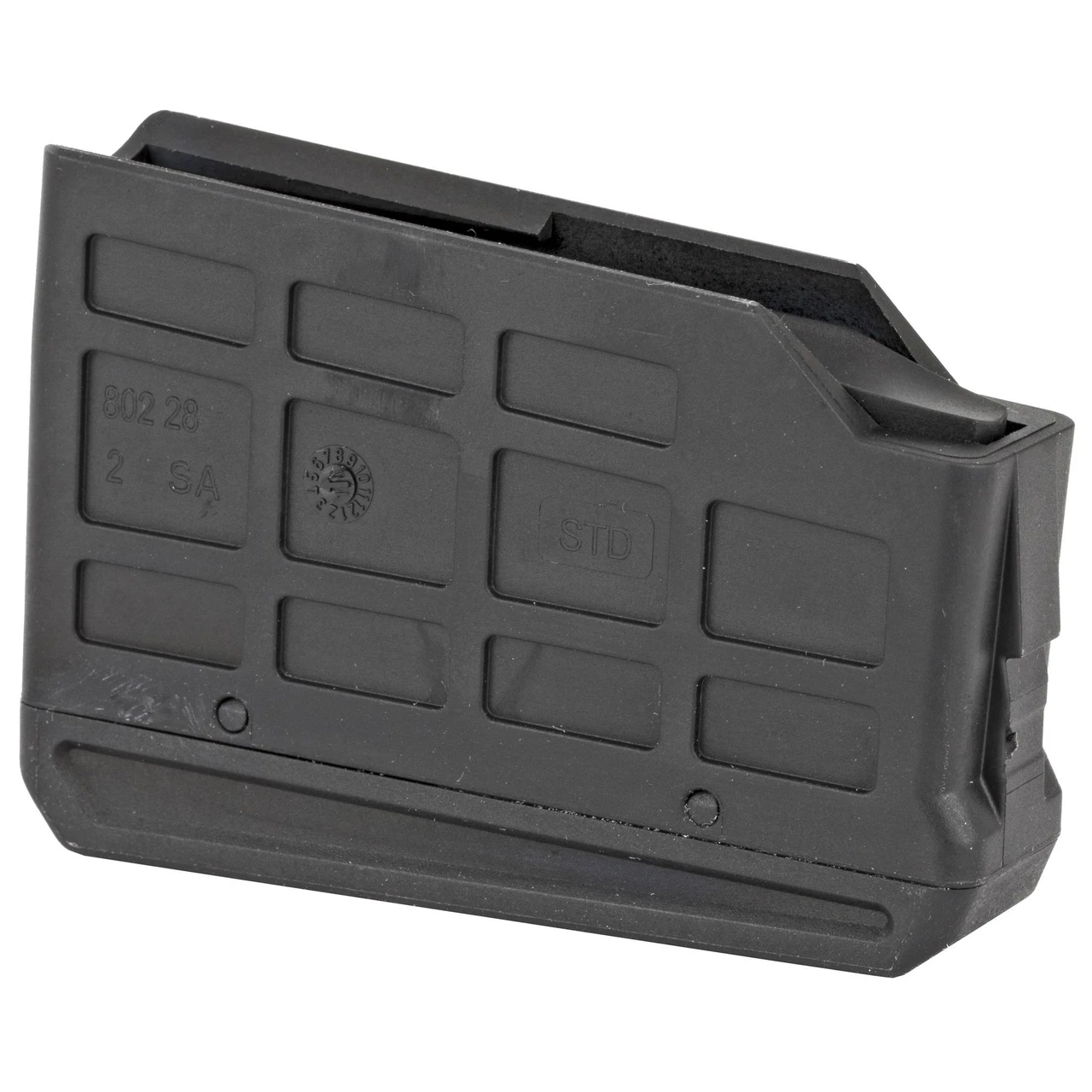 Winchester Repeating Arms XPR Detachable Box Magazine - 3-Round Polymer Mag for Short Action Firearms, black plastic magazine with a textured surface and markings.