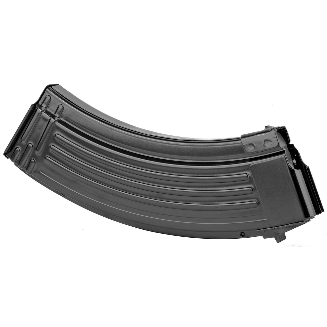 SGM Tactical SGMTMAK30 - Premium 30-Round AK-47 Magazine with Steel Construction for Maximum Reliability, black metal magazine curved shape.
