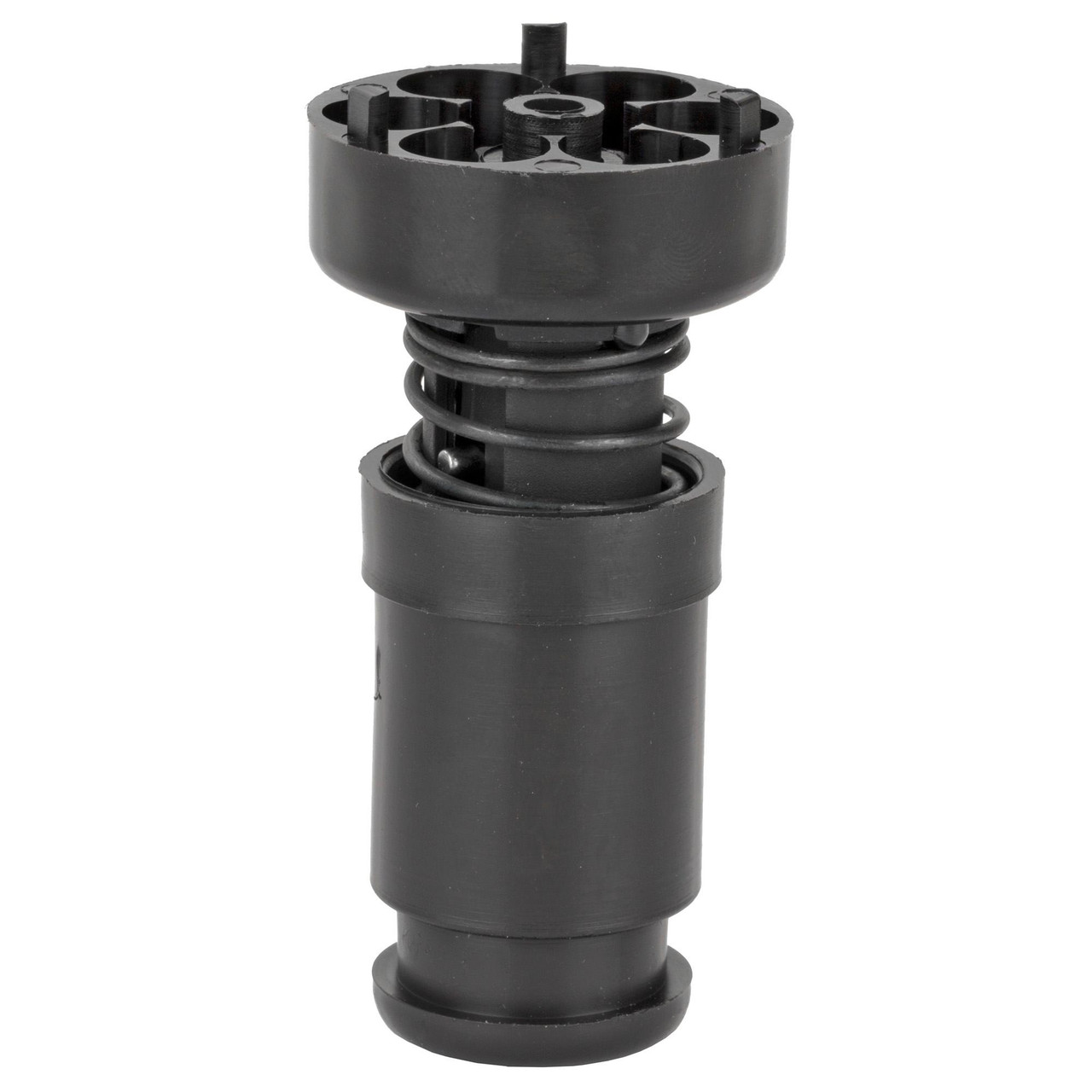 Safariland J-K2S, tactical firearm accessory component with a black cylindrical design and spring mechanism.