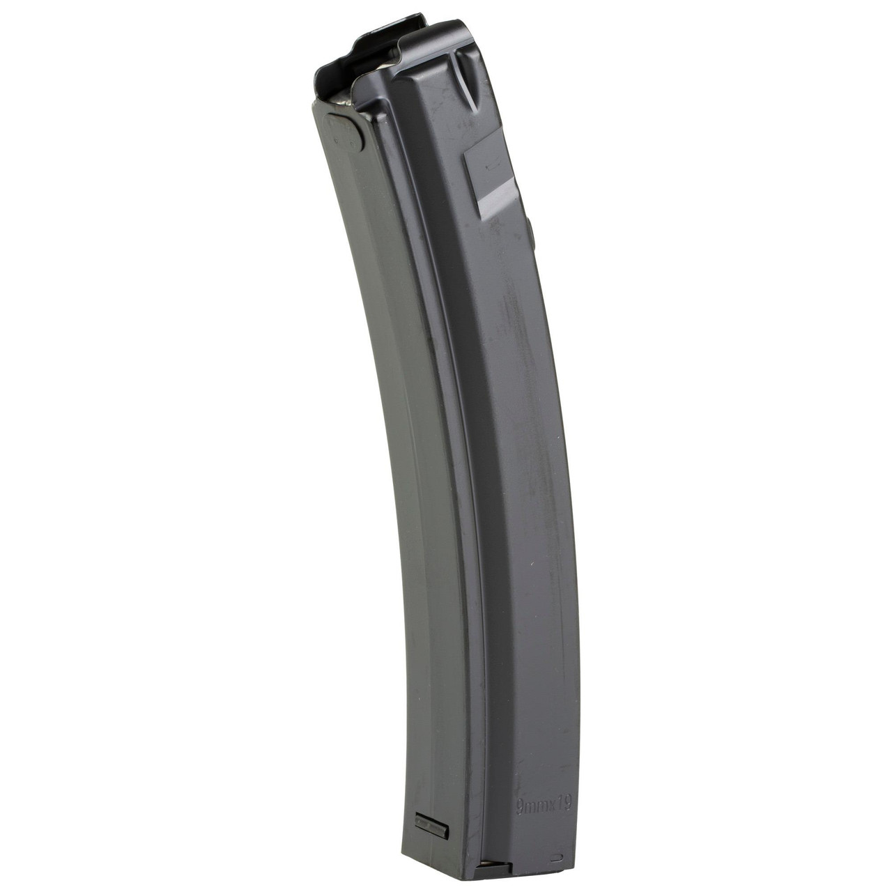KCI USA KCI-MZ019 MP5 30-Round 9mm Steel Magazine - Enhanced Durability and Compatibility, black firearm magazine with a sleek design for reliable 9mm ammunition feeding.
