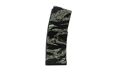 Amend2 AR-15 Mod-A 30-Round Magazine, durable fiberglass-reinforced design with custom tiger stripe camo pattern.