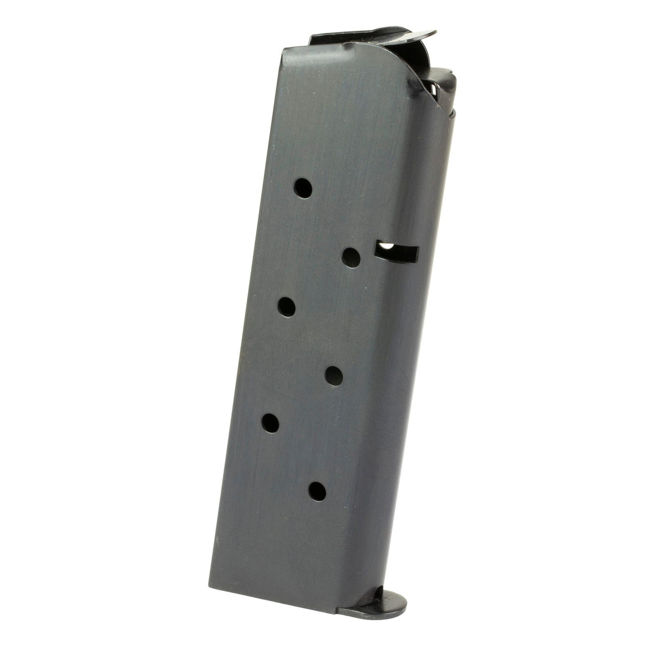 Kimber America 1000089A 1911 .45 ACP Black 8-Round Magazine - Full-Length Grip, Pre-Drilled for Base Pad, shown isolated on white background.