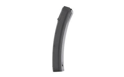 Patriot Ordnance Factory 831, firearm magazine in black color with curved design.