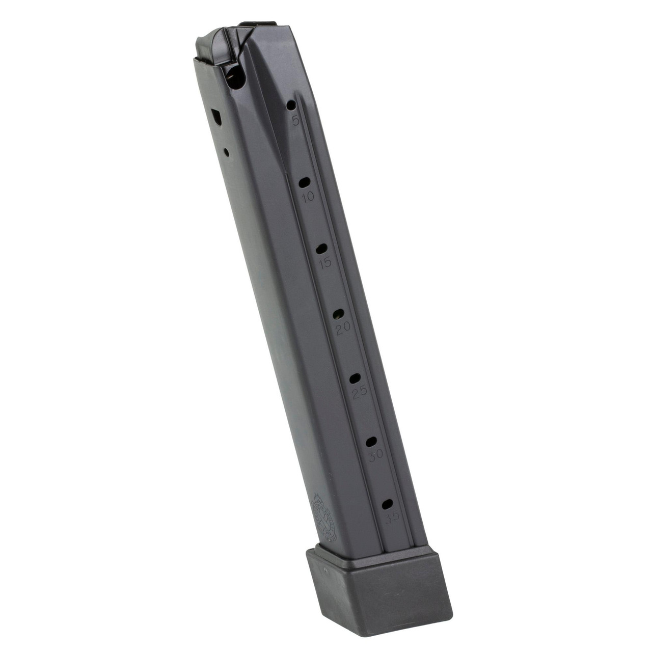 Springfield XDME5935, a dark gray semi-automatic pistol magazine with capacity markings from 5 to 35 rounds.