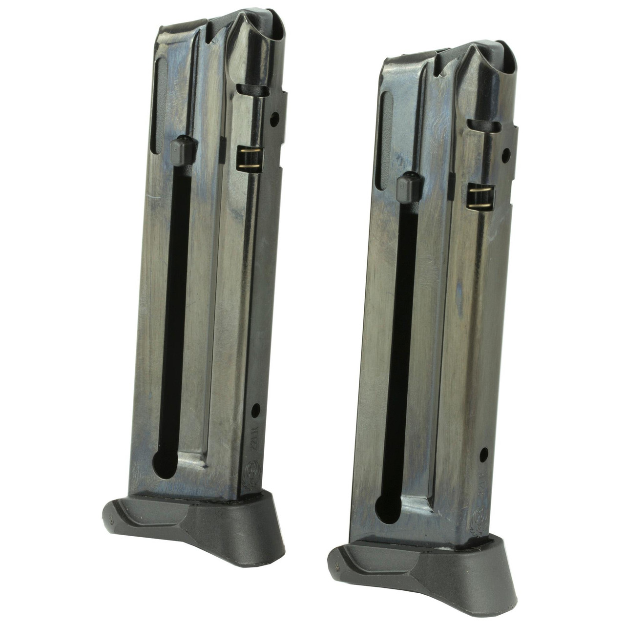 Ruger 90647, image of two firearm magazines for Ruger semi-automatic pistols.