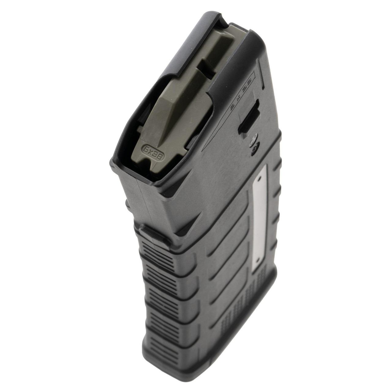 Magpul Industries MAG1490-BLK, Magazine for firearm with textured grip and black finish.