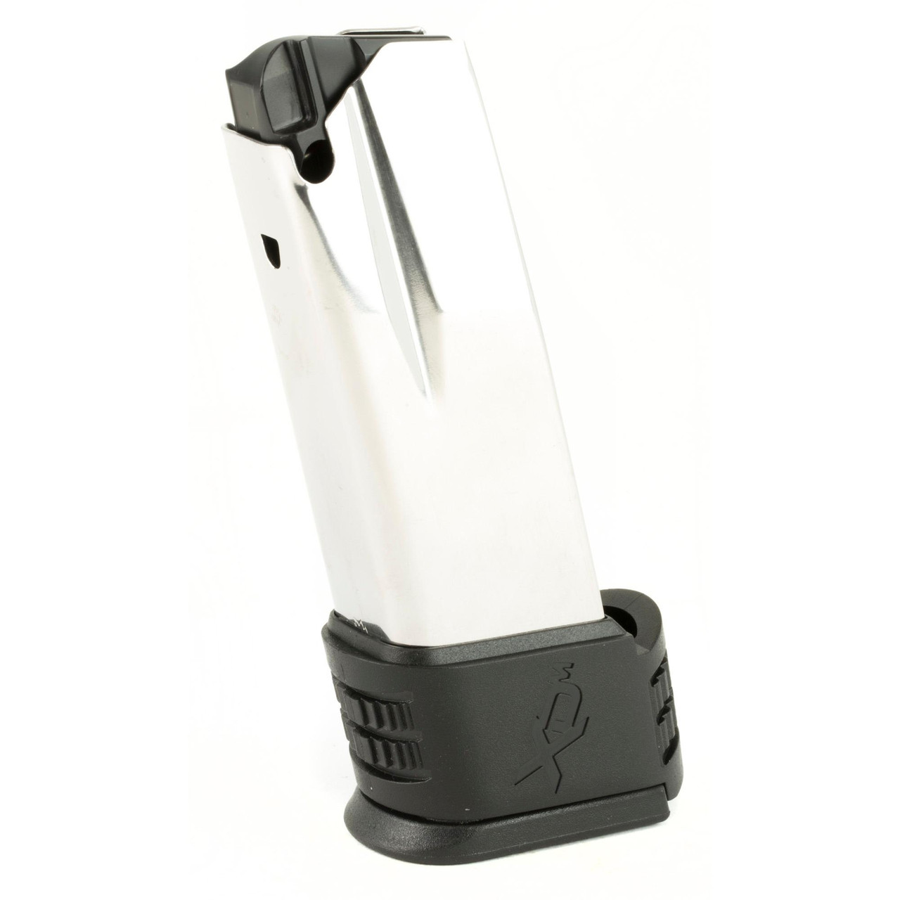 Springfield XD45451, sleek semi-automatic pistol magazine with a black base and a shiny stainless steel body.
