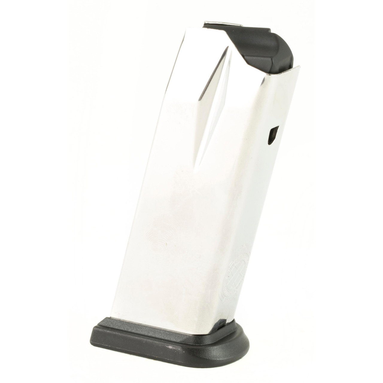 Springfield XD1924, stainless steel semi-automatic pistol magazine with black base and compact design.