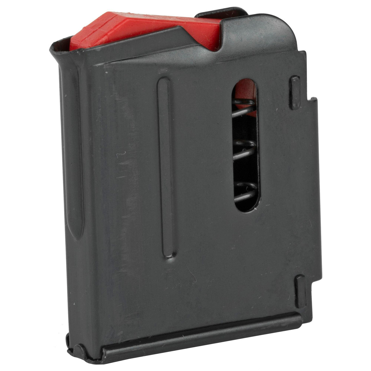 Savage Arms 90001, firearm magazine in black with a red follower visible from the side view.