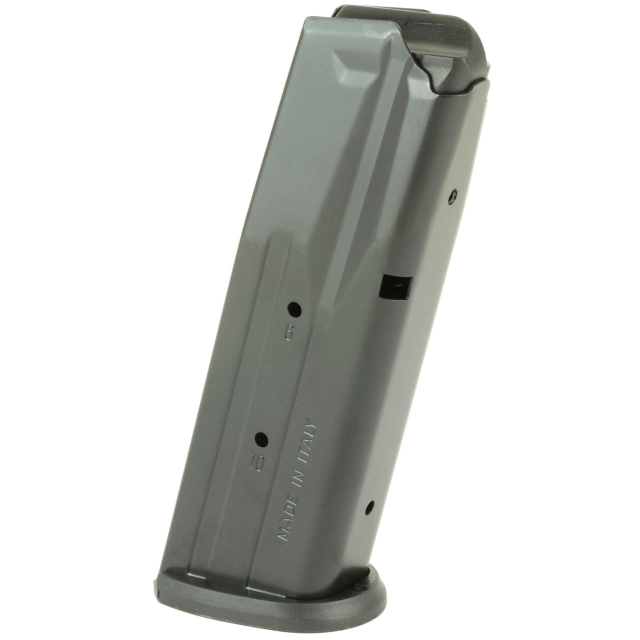 Sig Sauer MAG-227-45-10, a silver magazine for firearms, with visible markings and a sleek, rectangular shape.
