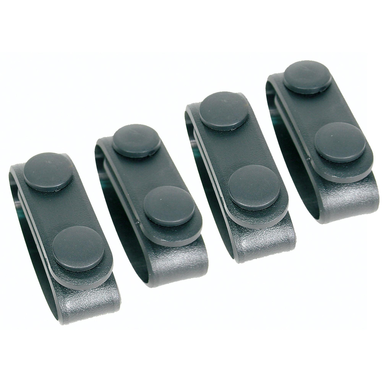 BLACKHAWK 44B300BK Molded Belt Keepers - Set of 4 for Duty Belts, Secure Gear Attachment, black molded belt keepers with snap closures for securing duty belts and gear.