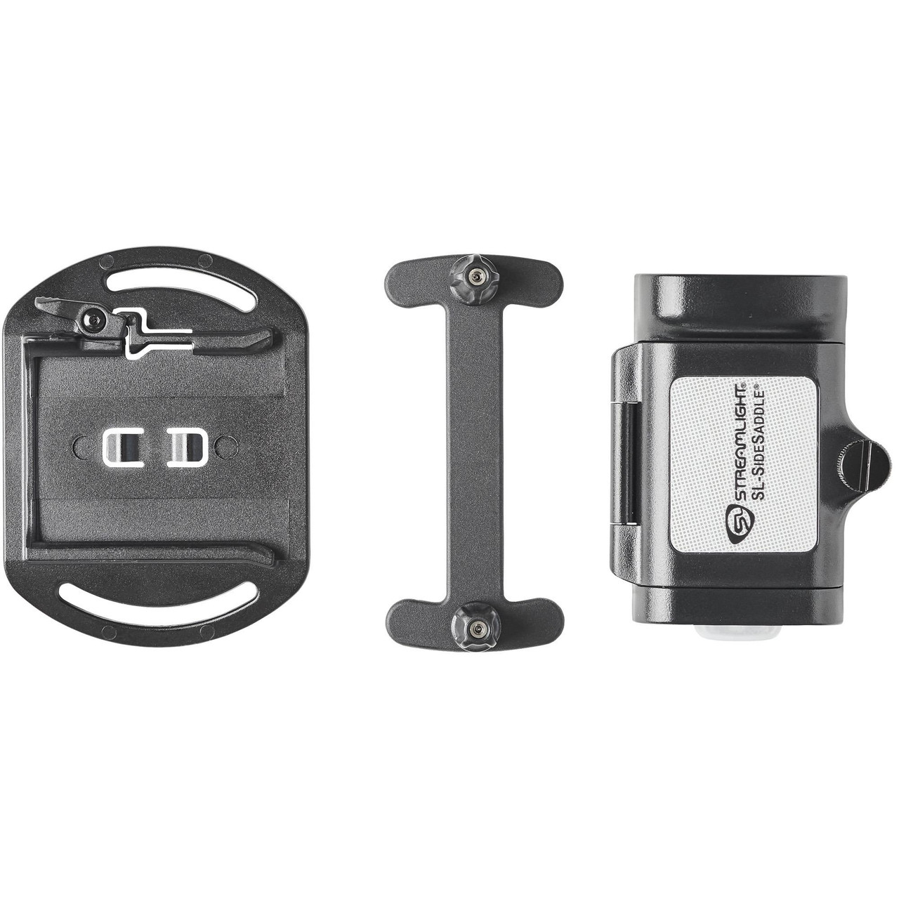 Streamlight 61626 SL-SideSaddle, compact hands-free safety lighting system with dual LED beams and programmable functions, including mounting hardware and battery pack.