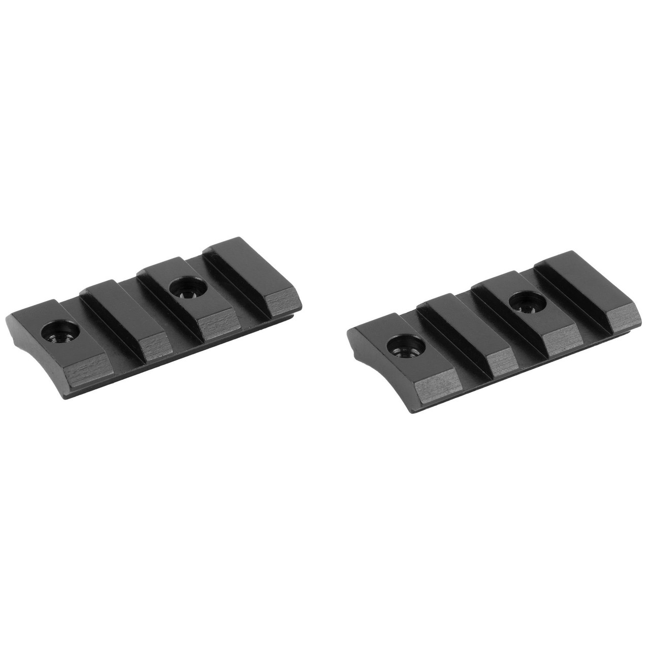 Burris Optics 410615 Solid Steel Bases - Durable & Versatile Scope Mounts for Weaver & Picatinny Rails, two black steel mounts with multiple slots for secure scope attachment.
